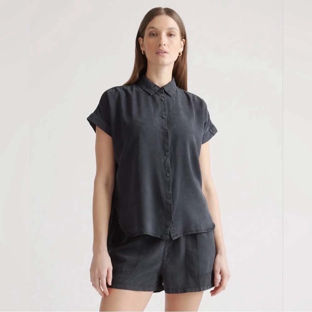 Quince Vintage Wash Tencel Camp Shirt Black
